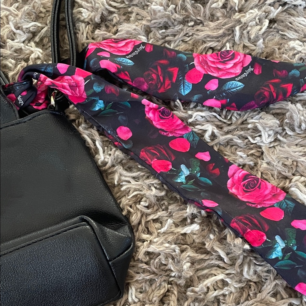 Juicy couture Black Handbag with Floral Scarf Accent - Picture 8 of 10